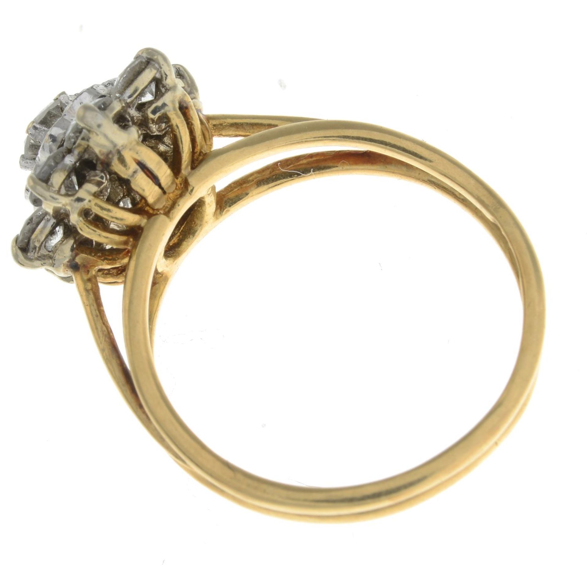 An 18ct gold diamond cluster ring.Estimated total diamond weight 1.20cts, - Image 2 of 2