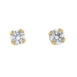 Four pairs of 9ct gold diamond stud earrings.Estimated total diamond weight 0.50ct.Hallmarks for