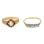 18ct gold old-cut diamond single-stone ring,