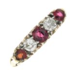 A late 19th century 18ct gold red spinel,