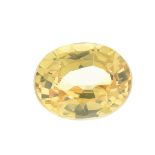 An oval-shape yellow sapphire.