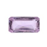 A rectangular-shape pink sapphire.