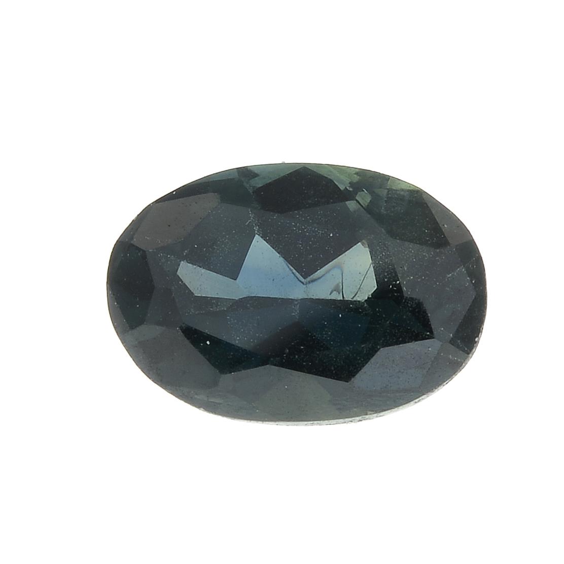 An oval-shape sapphire.