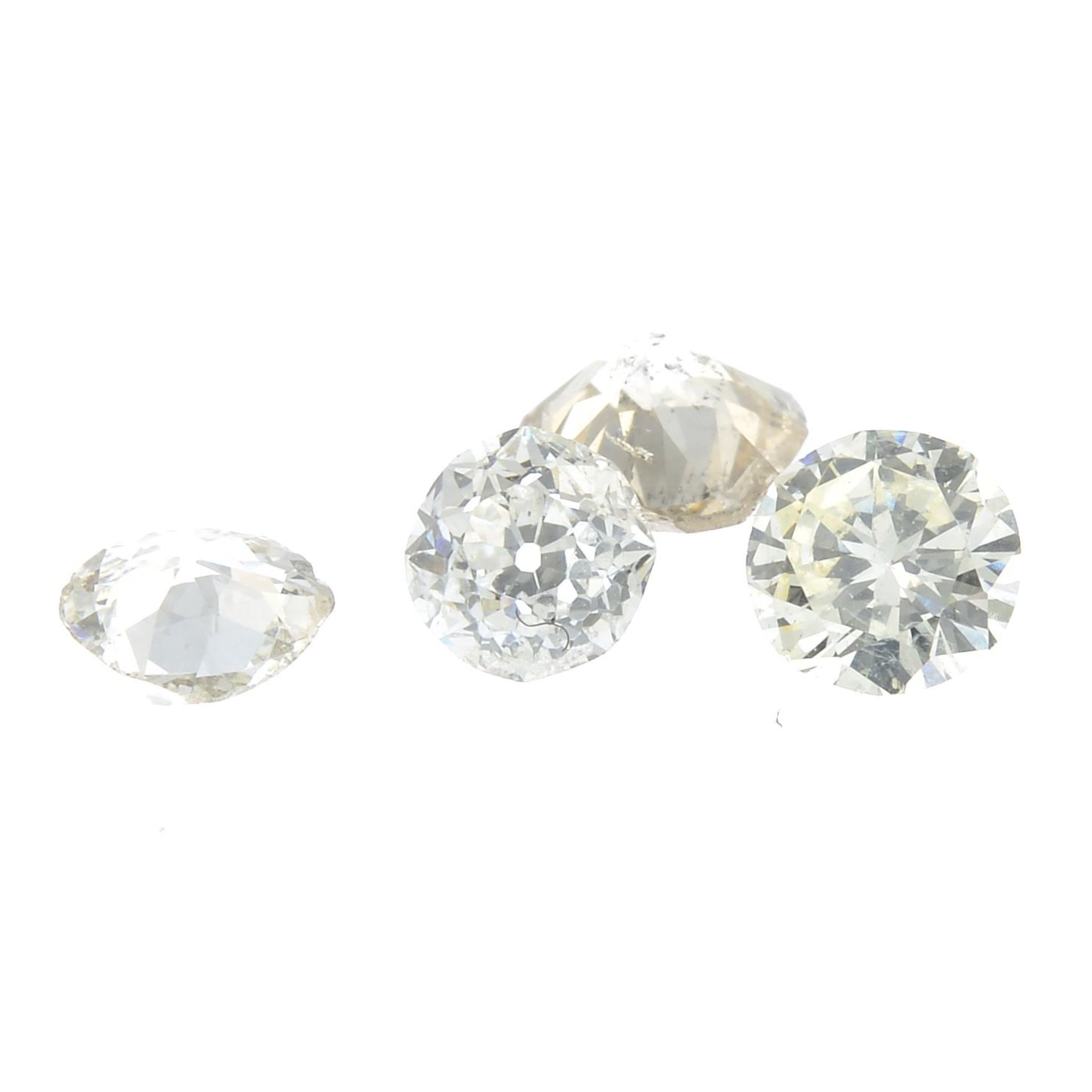 Four old-cut diamonds. - Image 2 of 2