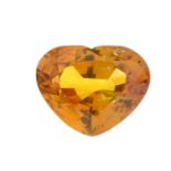 A heart-shape orange sapphire.