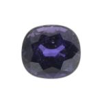 A cushion-shape synthetic colour-change sapphire.