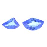 Two fancy-shape blue topaz.