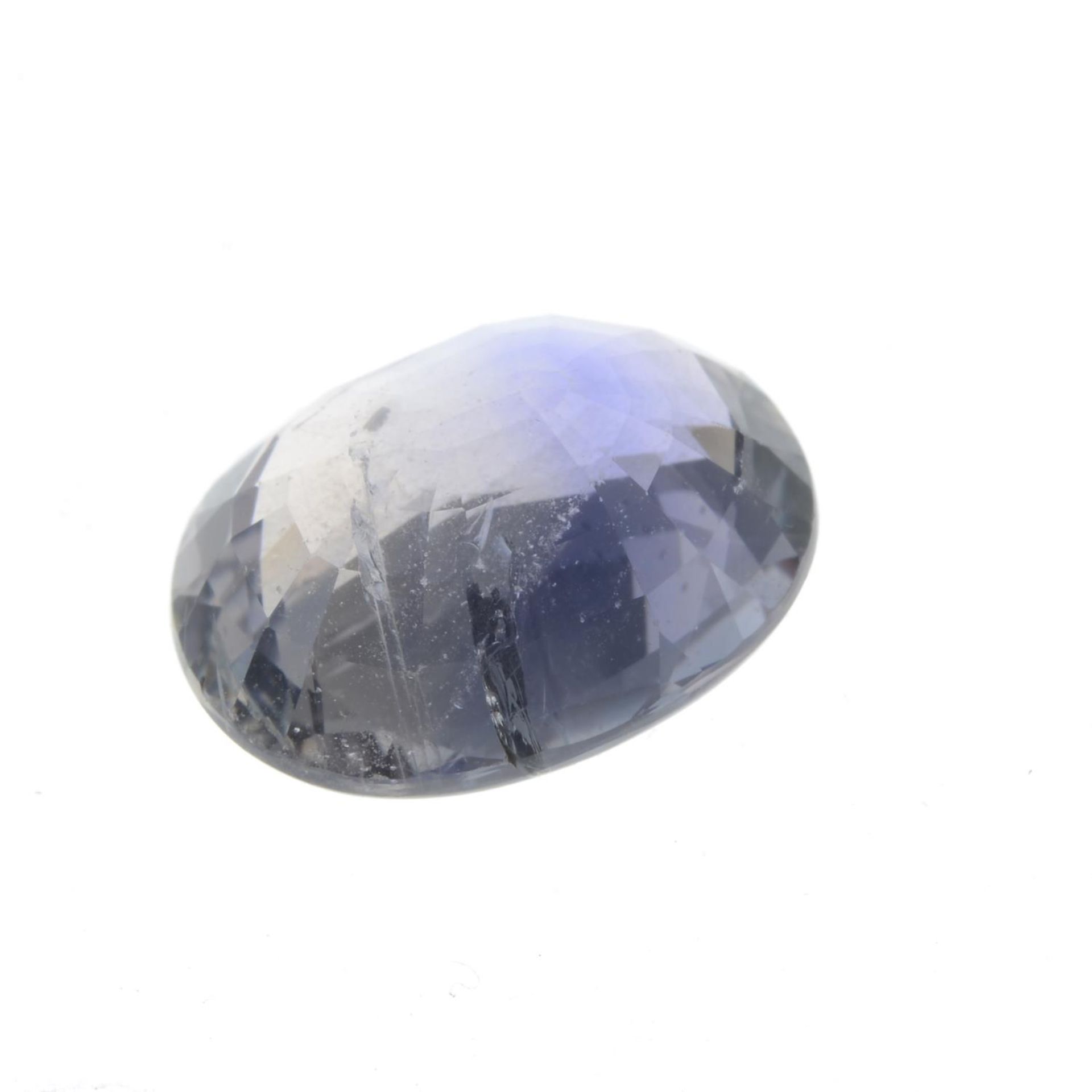 An oval-shape sapphire. - Image 2 of 2