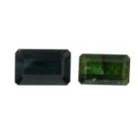 Four rectangular-shape green tourmalines.