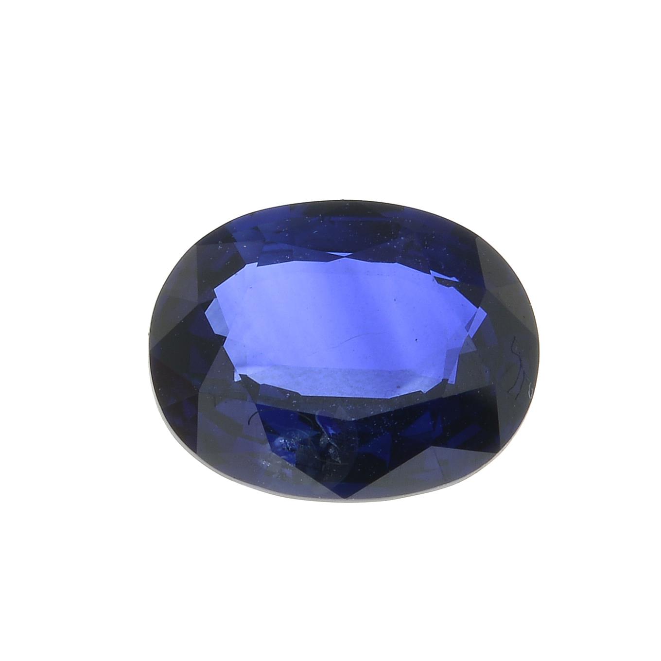 An oval-shape Sri Lankan sapphire.