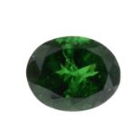 An oval-shape tsavorite garnet.