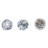 A selection of brilliant-cut diamonds.