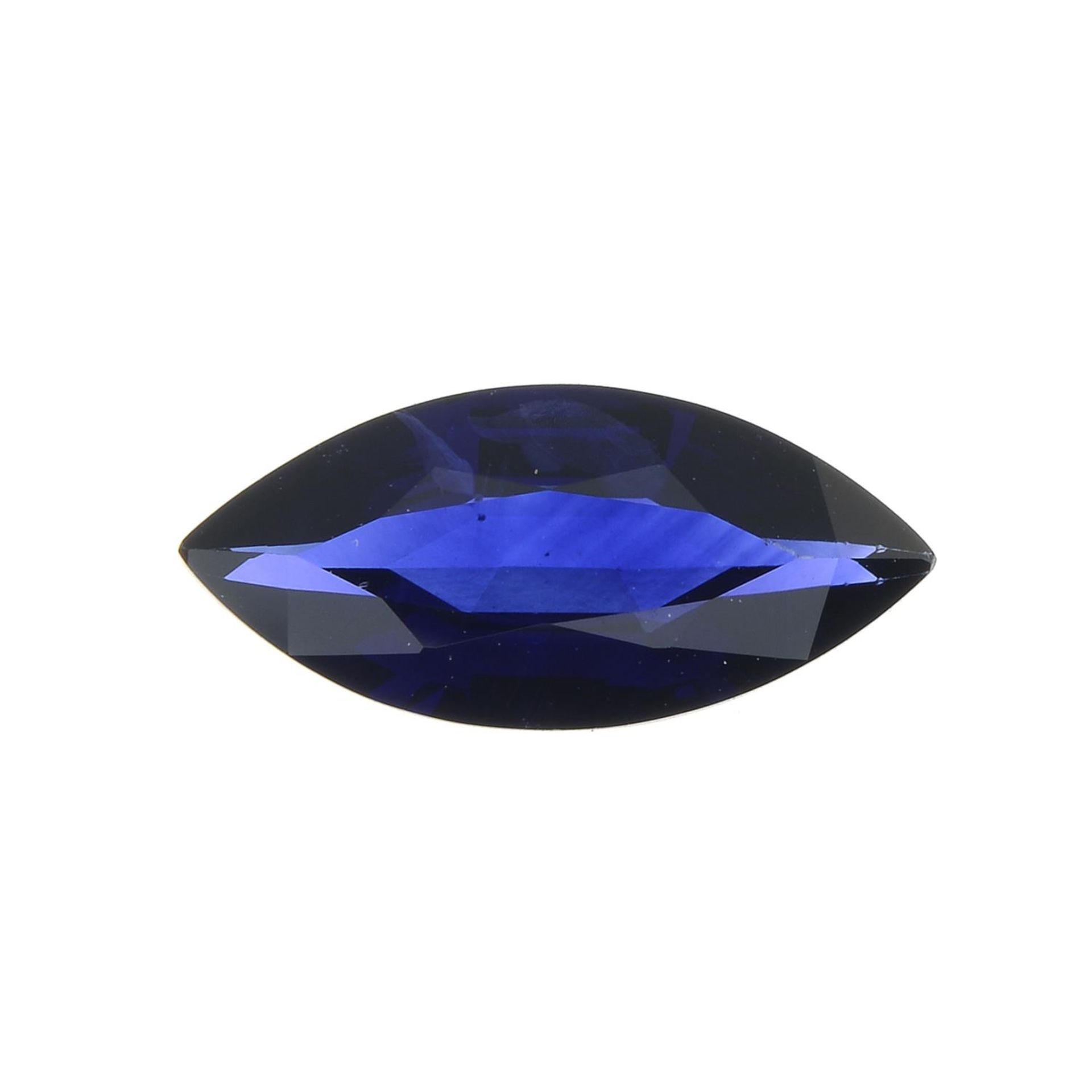 A marquise-shape Sri Lankan sapphire.