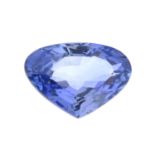 A pear-shape sapphire.