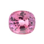 A cushion-shape pink sapphire.