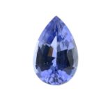 A pear-shape Sri Lankan sapphire.