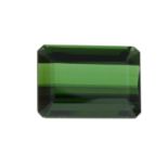 A rectangular-shape green tourmaline.