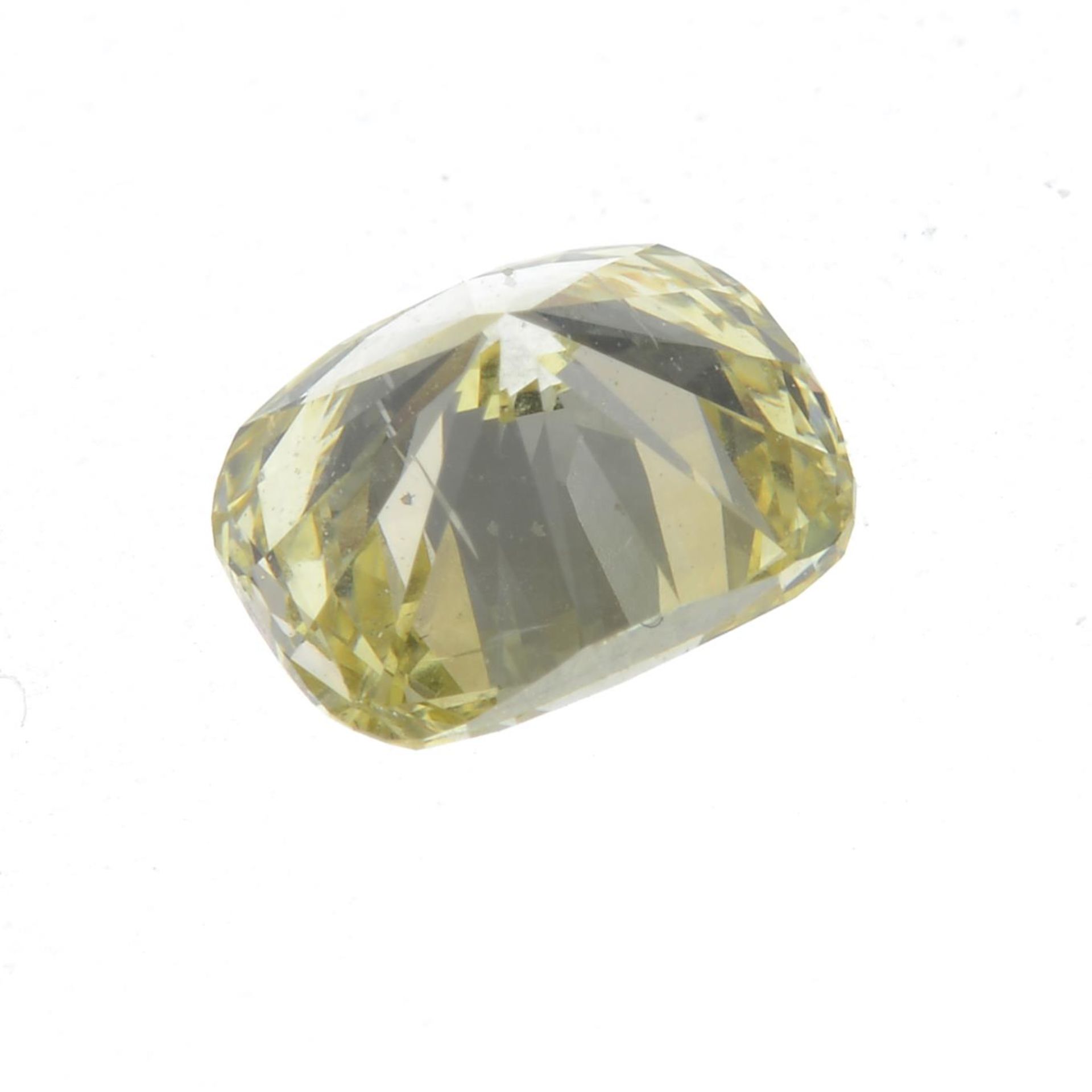 A cushion-shape fancy yellow diamond. - Image 2 of 3