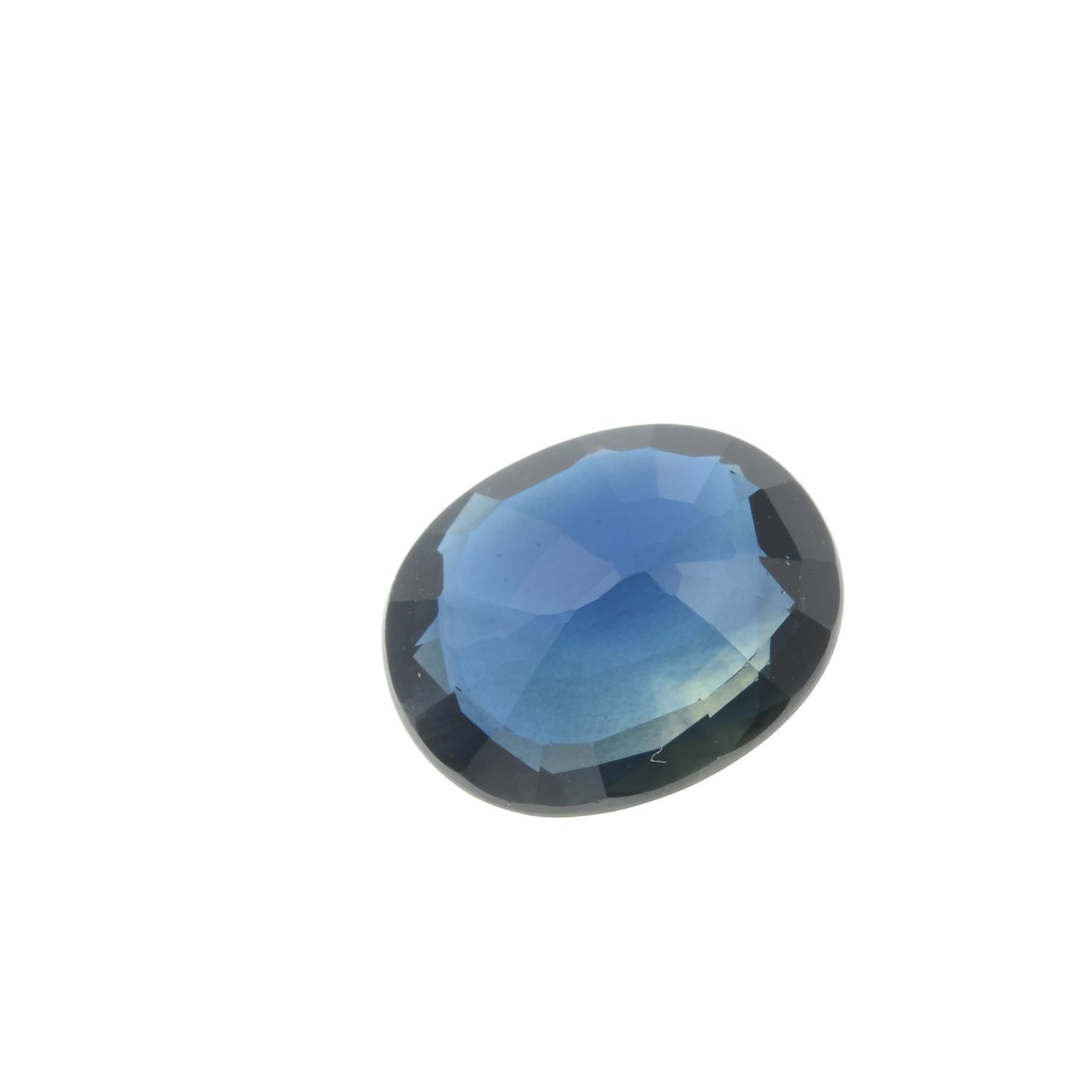 An oval-shape sapphire. - Image 2 of 2
