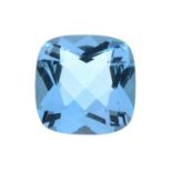 A cushion-shape blue topaz.