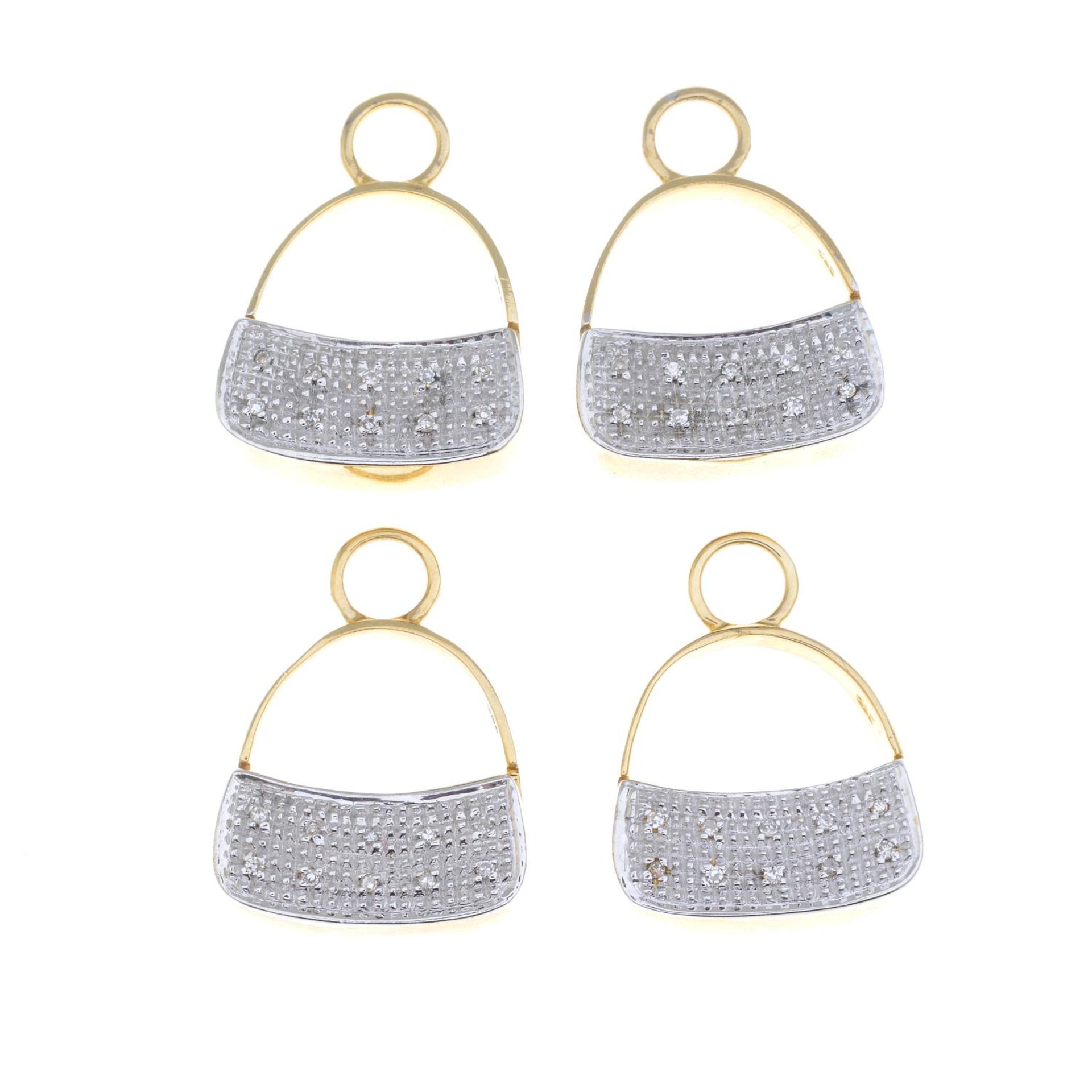 Four diamond accent handbag charms.