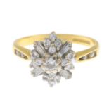 An 18ct gold diamond cluster ring.Estimated total diamond weight 0.55ct.