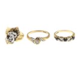 9ct gold diamond crossover ring,