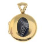 A 9ct gold banded agate and jasper locket pendant.Hallmarks for 9ct gold.