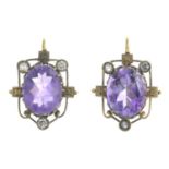 Amethyst and diamond earrings,