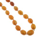 Graduated amber single-strand bead necklace,