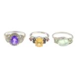 9ct gold amethyst and diamond dress ring,