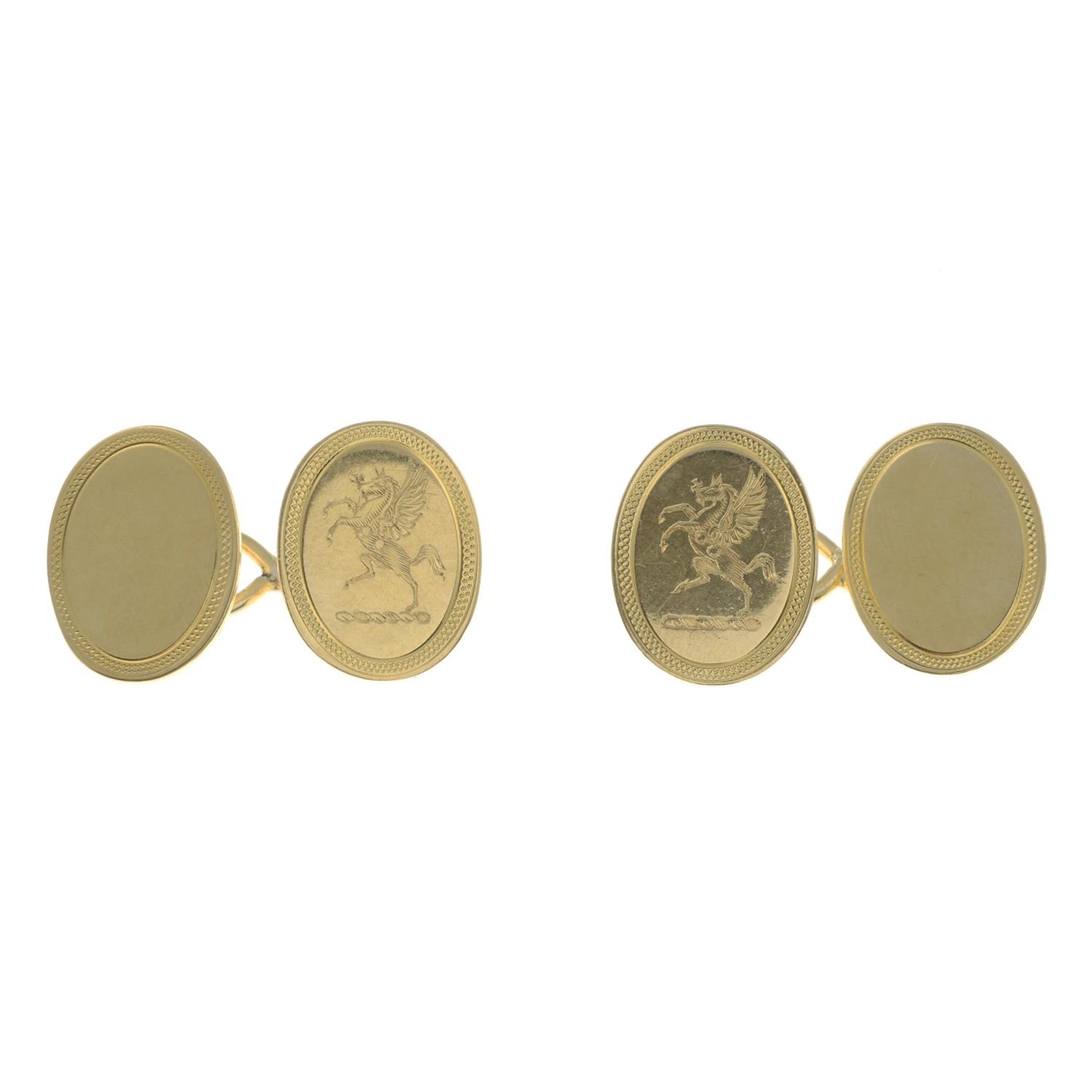A pair of 1970s 18ct gold cufflinks.