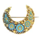 A turquoise crescent brooch.Length 3.3cms.