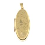 A 9ct gold oval locket pendant.Hallmarks for 9ct gold.