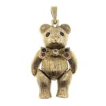 A 9ct gold gem-set teddy bear pendant.