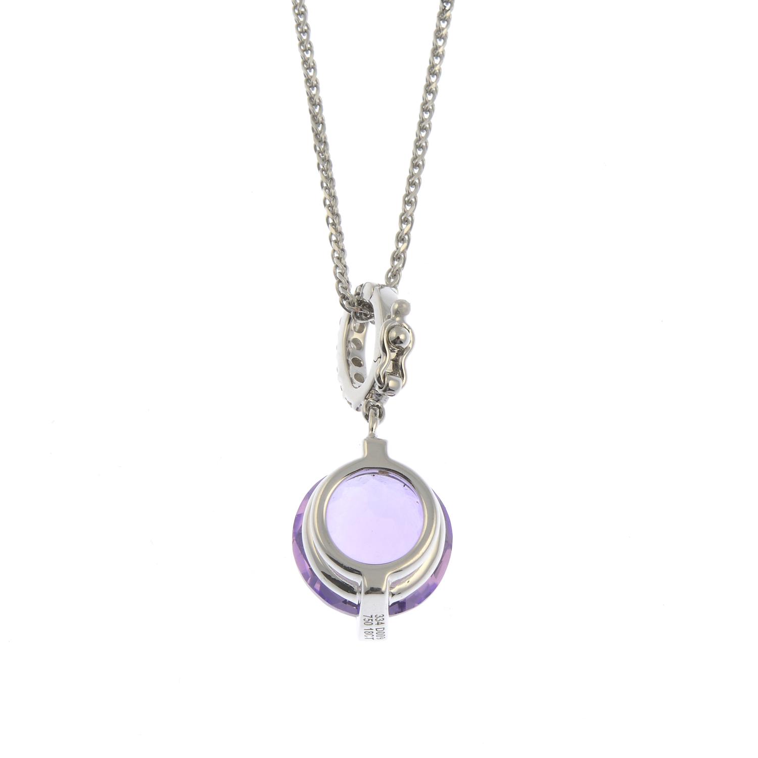 An amethyst and brilliant-cut diamond pendant, - Image 2 of 2