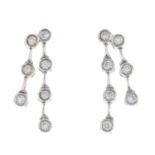 A pair of 18ct gold brilliant-cut diamond drop earrings.Estimated total diamond weight