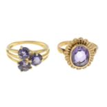 9ct gold amethyst single-stone ring, hallmarks for 9ct gold, ring size M, 4.1gms.