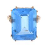 A 9ct gold blue topaz single-stone ring,