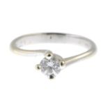 An 18ct gold brilliant-cut diamond single-stone ring.Estimated diamond weight 0.35ct,