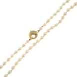 A freshwater cultured pearl single-strand necklace.