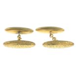 A pair of early 20th century 9ct gold cufflinks.Stamped 9ct.Length of cufflink faces 2.4cms.