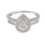 A 9ct gold vari-cut diamond dress ring.Total diamond weight 0.50ct,