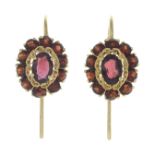 A pair of garnet cluster earrings.Length 1.8cms.