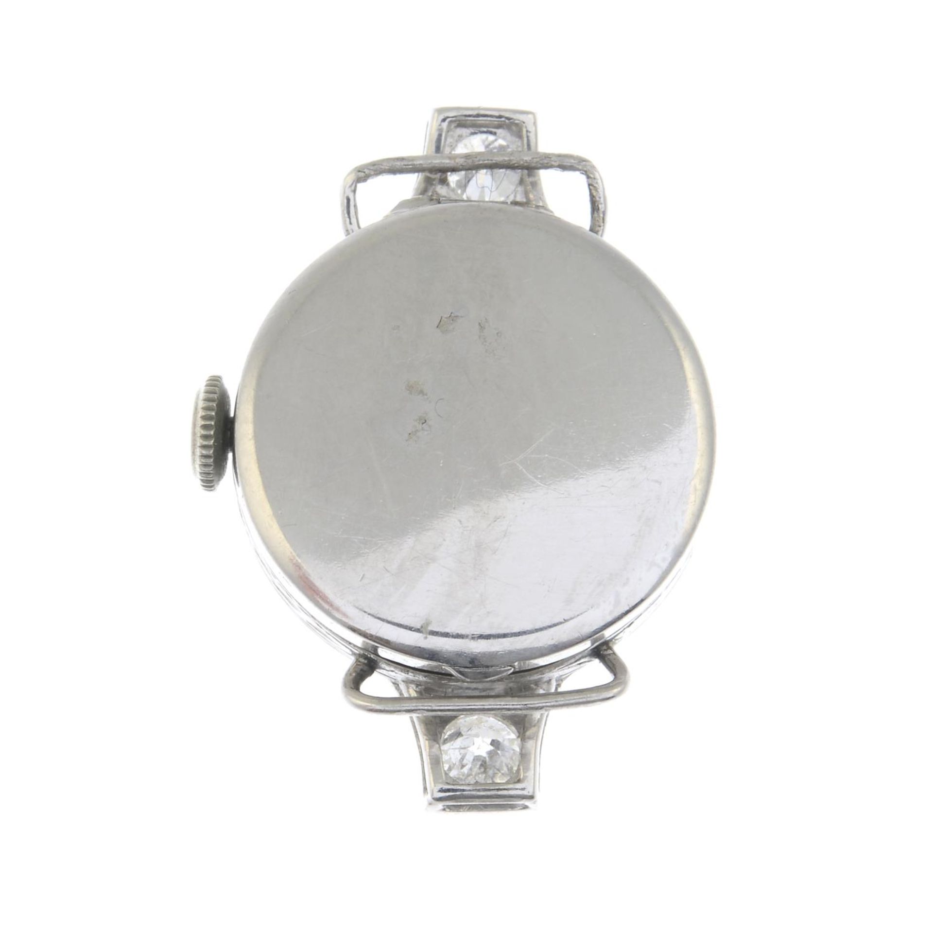 A lady's mid 20th century platinum old-cut diamond cocktail watch head.Estimated total diamond - Image 2 of 3