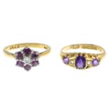 18ct gold amethyst and rose-cut diamond ring,