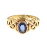 A 9ct gold sapphire single-stone ring,