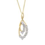 A 9ct gold diamond pendant, with 9ct gold chain.Estimated total diamond weight 0.85ct.