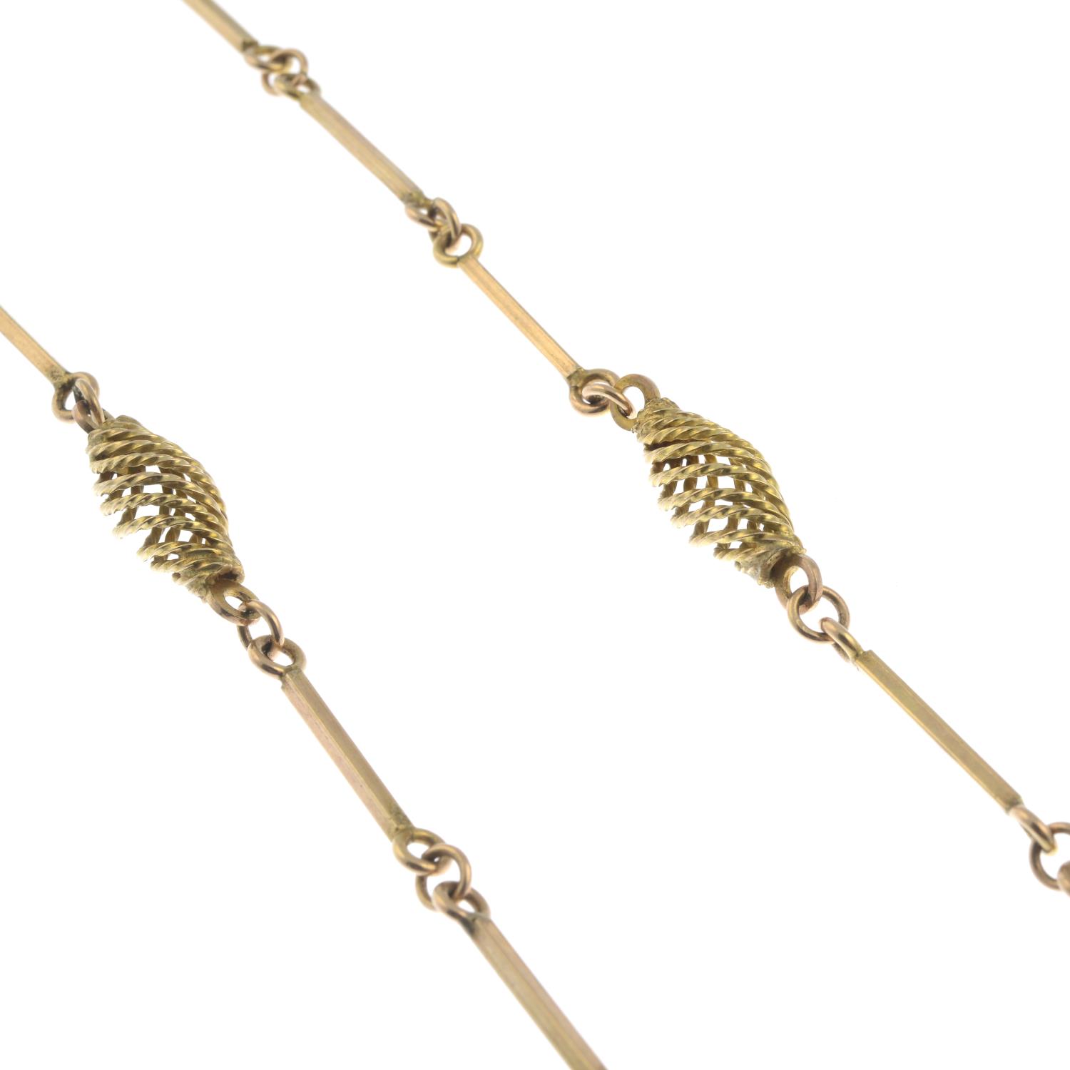 A 9ct gold fancy-link necklace.Import marks for 9ct gold. - Image 3 of 3