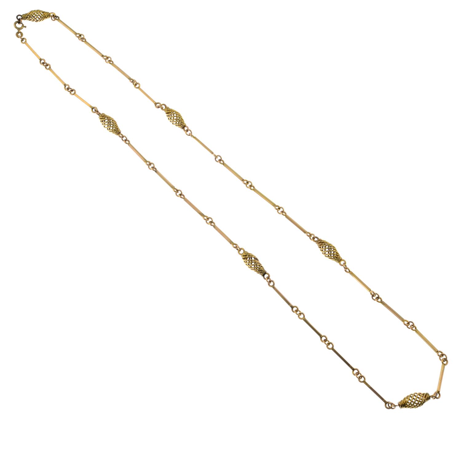 A 9ct gold fancy-link necklace.Import marks for 9ct gold. - Image 2 of 3